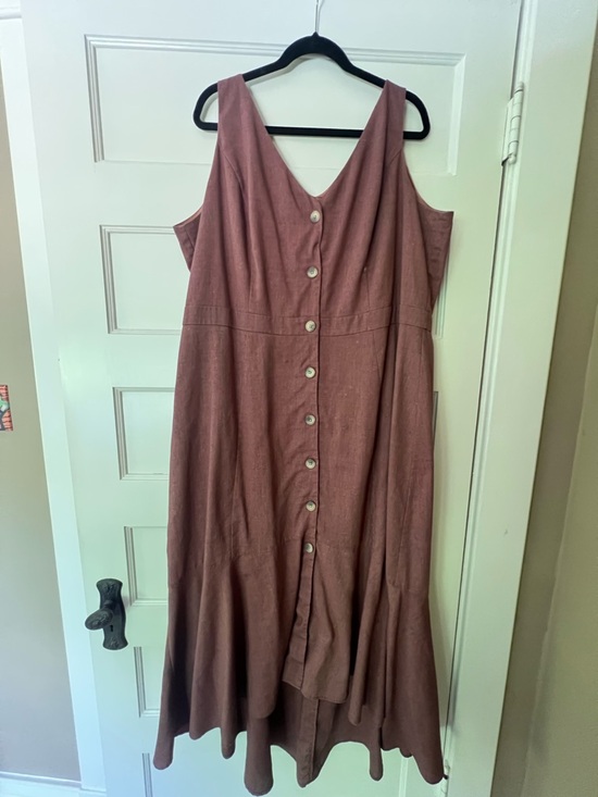 City Chic Dresses & Skirts - CityChic Brown Linen Button-Front Dress